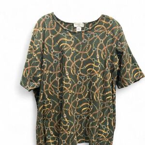 Vintage women's equestrian AOP 100% cotton top by Jones New York sport size 2Xl2